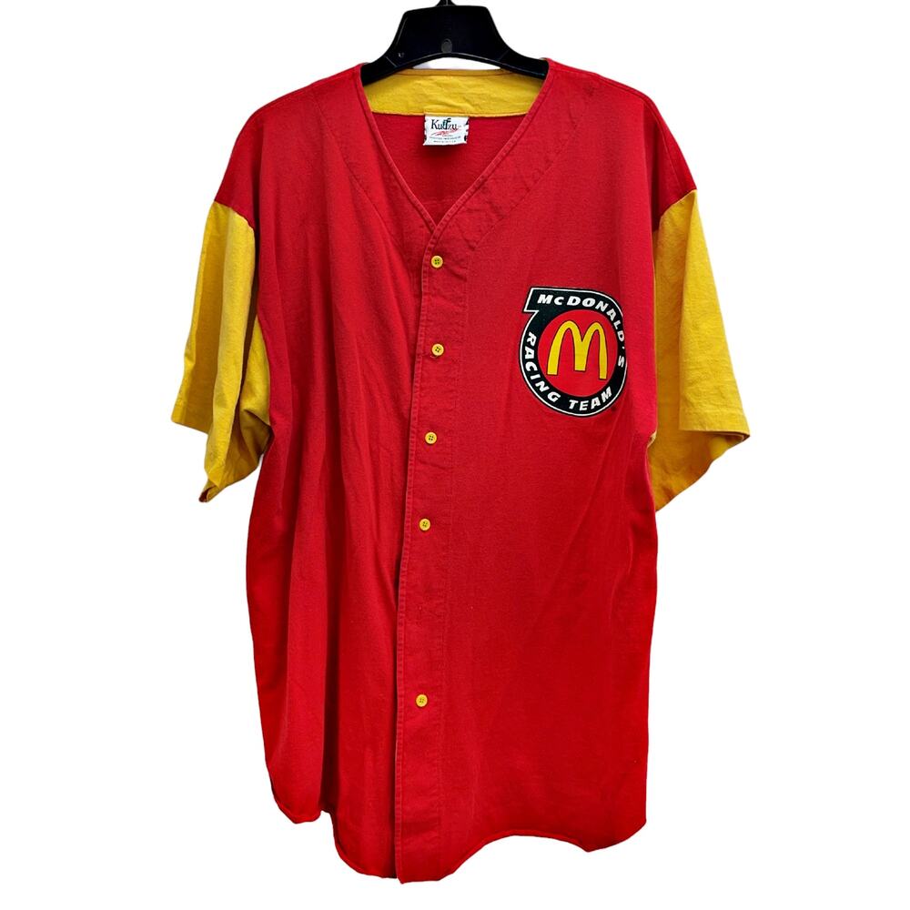 Vtg 1996 Bill Elliott #94 Mcdonald's Racing Nascar Kudzu T-shirt Button Up